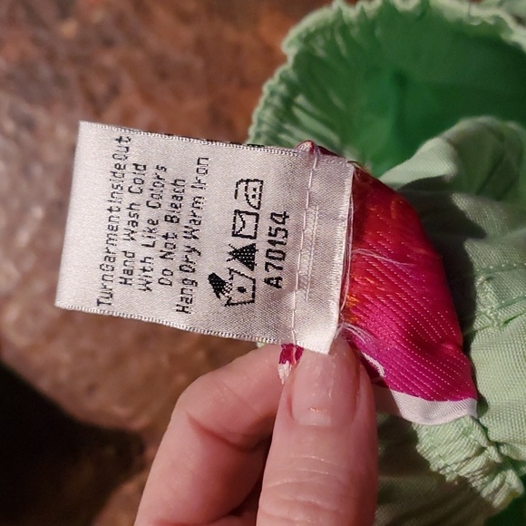 Quacker Factory Embellished 2 Pc Green Denim Pink Rhinestone Sz S Jacket & Pants - Picture 7 of 16